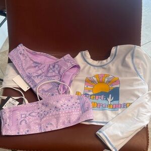 Art Class 3 Piece White and Purple Bikini Set